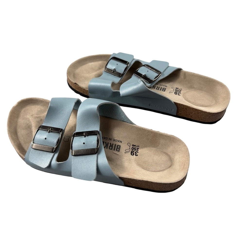 Birkenstock Arizona Metallic Blue Suede Leather Sandals Women EU 39 US 8